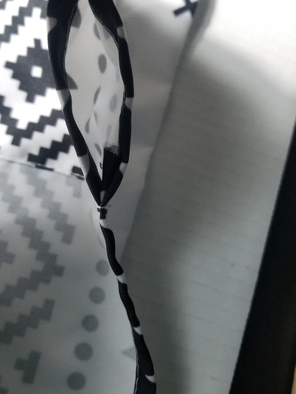 WHITE WITH BLACK GEOMETRIC PATTERN CURTAINS